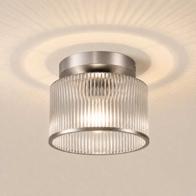 Plafonnier semi-encastré Drum, Nickel