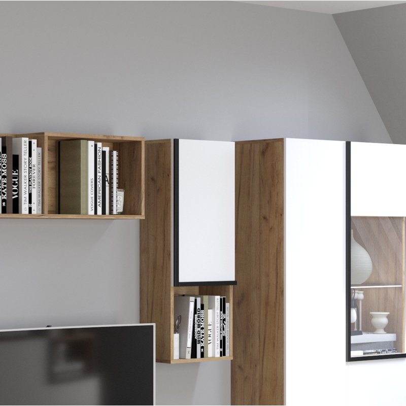 Keaton 3 Piece Accent Shelf with Adjustable Shelves, Craft Gold/White