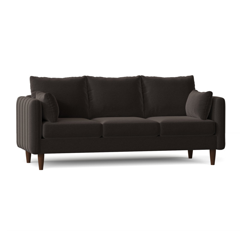 Kaveen Upholstered 83'' Sofa, Espresso, Palance Steel