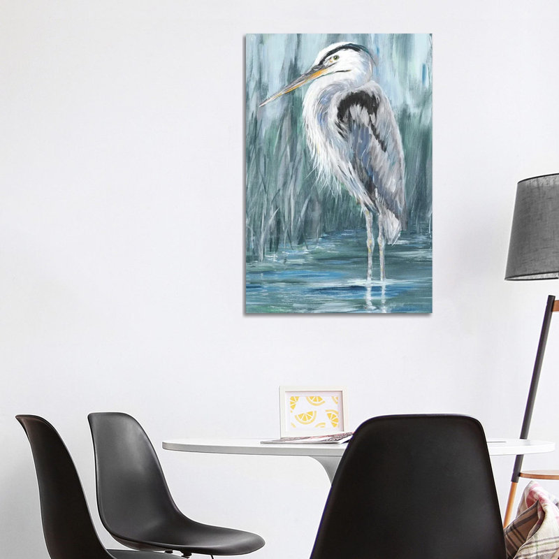 «Stand Still Heron II» par Julie Derice, reproduction d'art sur toile tendue, H 40 po x l 26 po x P 1,5 po