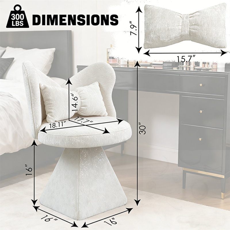 Chaise d'appoint pivotante avec dossier papillon, Blanc