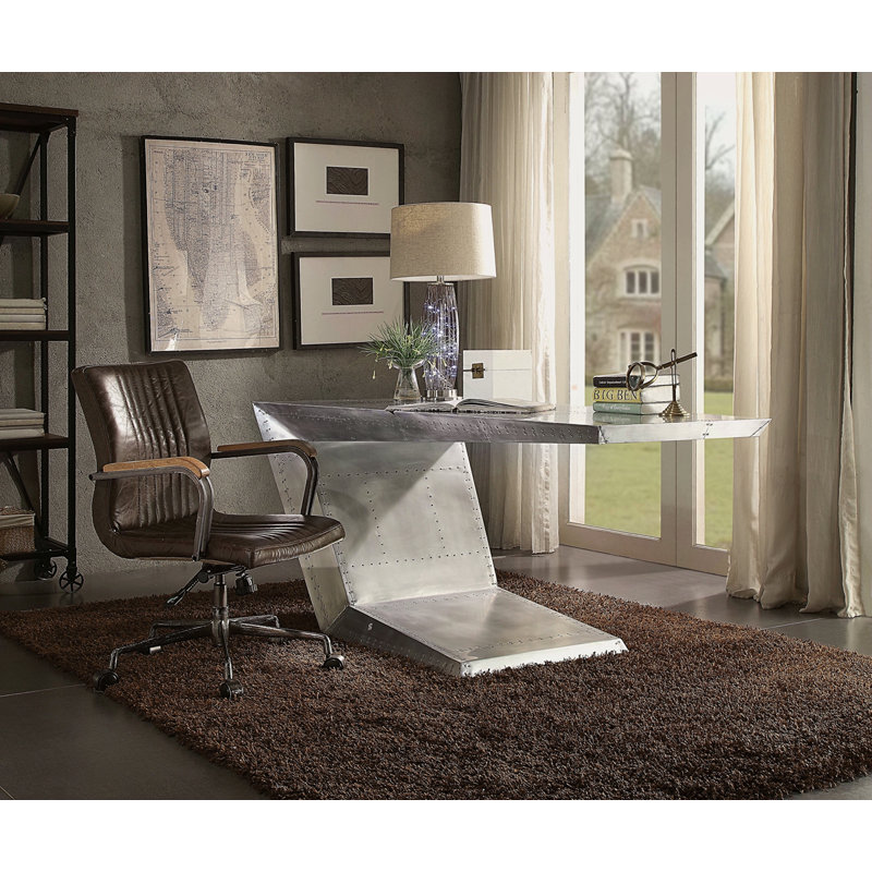 Chaise de bureau pivotante chocolat Distress