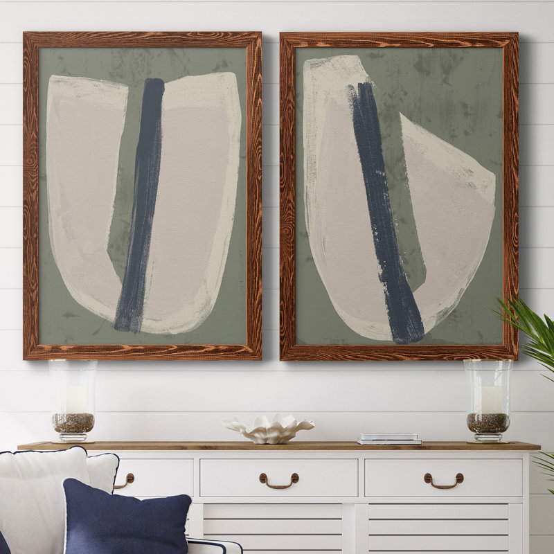 «Paper Slice III», ensemble de 2 peintures sur toile encadrées, Encadré de bois de noyer, H 24 po x l 36 po x P 1,5 po