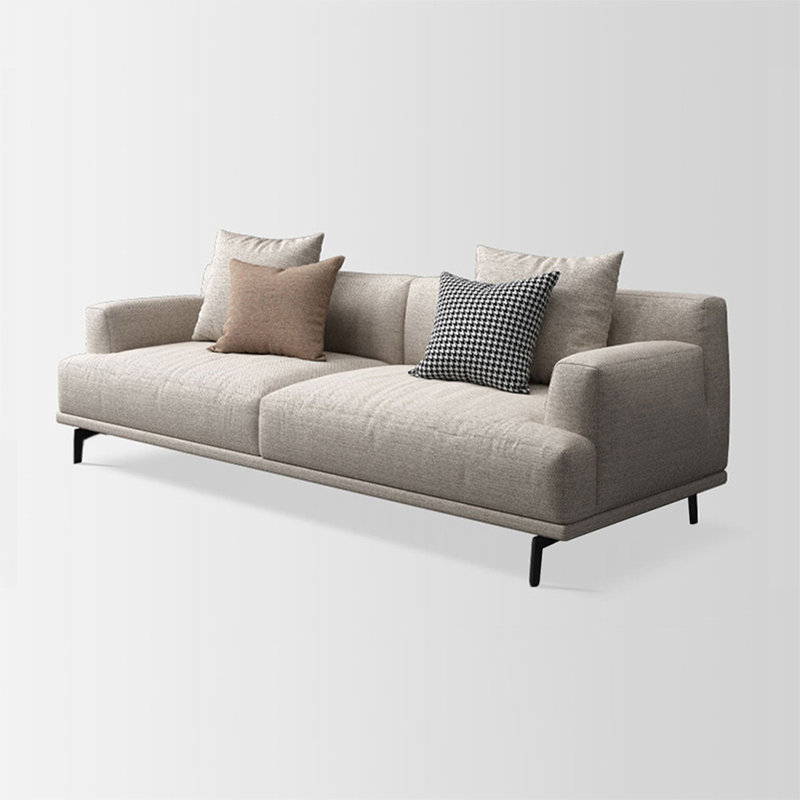 Causeuse-coussin en coton et lin standard crème et blanc, H 29,53 po x l 82,68 po x P 35,43 po
