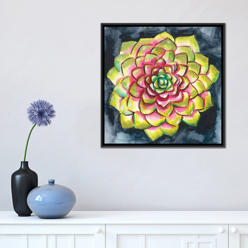 « succulent rosette iii », reproduction sur toile, H 18 po x l 18 po x P 1,5 po, Toile tendue, Pas de tapis
