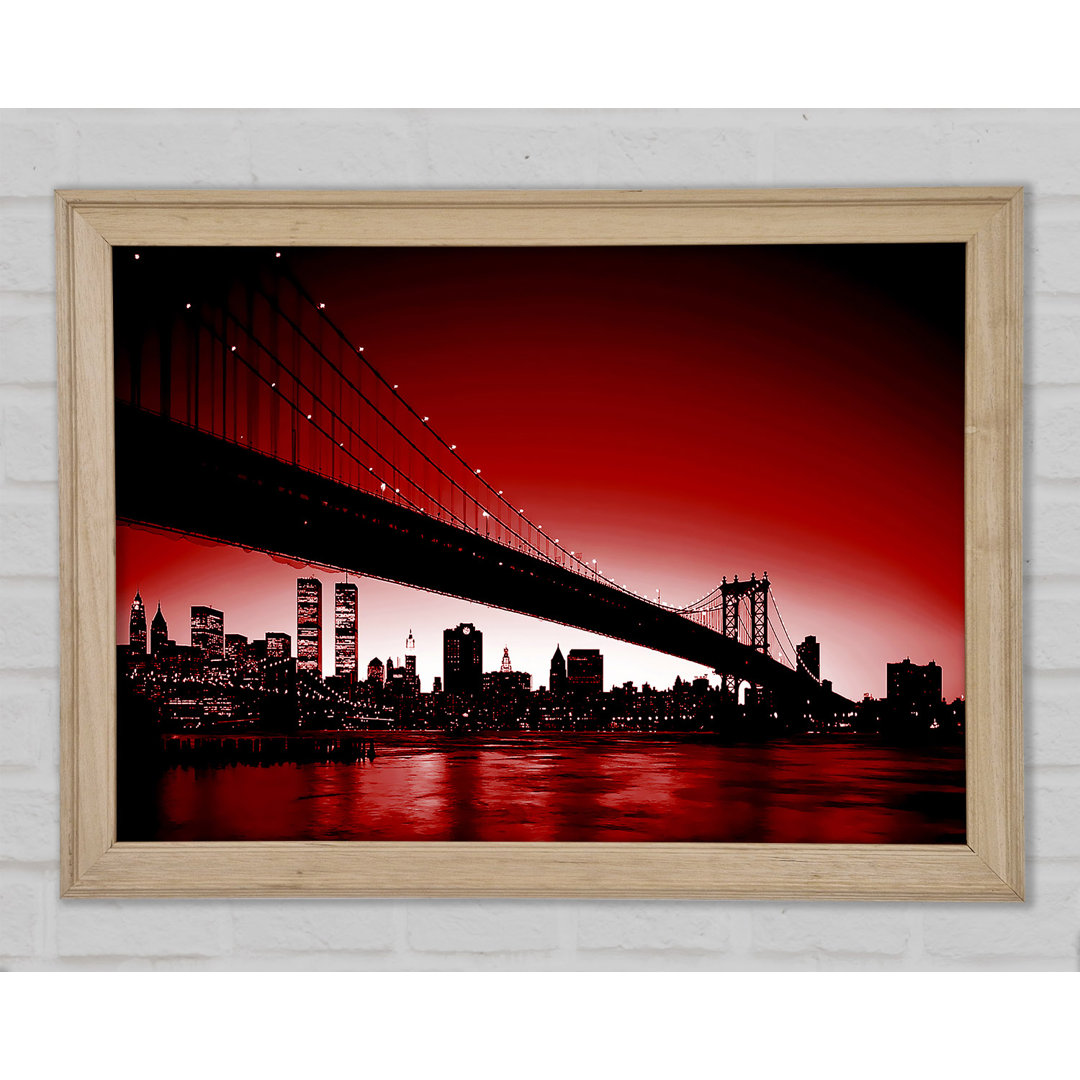 Gerahmtes Leinwandbild New York City Afar in Rot