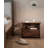 Modern Walnut Nightstand with Open Compartment and Drawer Storage