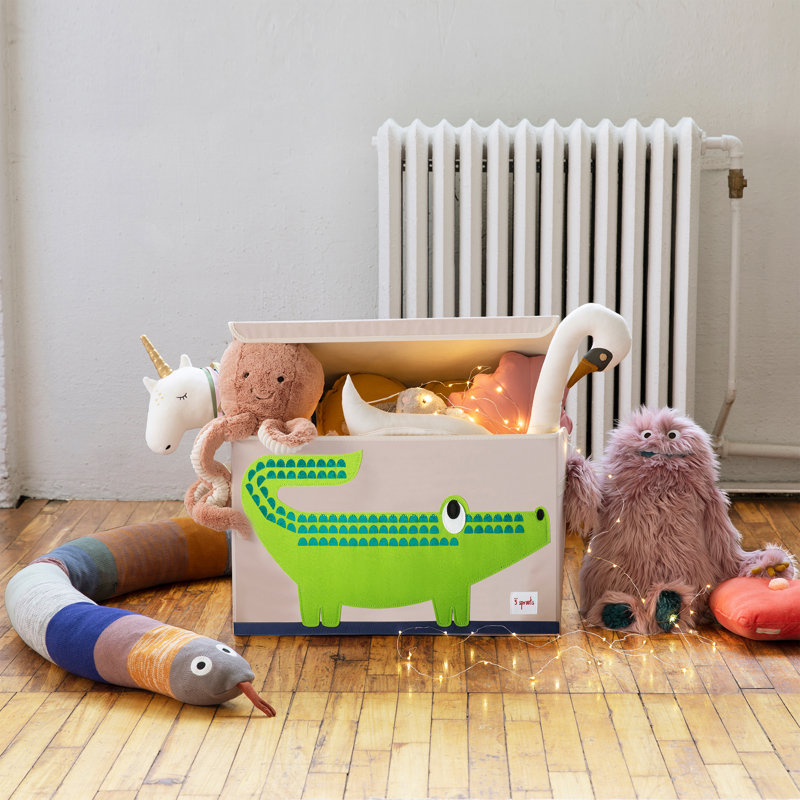 Green Crocodile Fabric Toy Chest with Handles