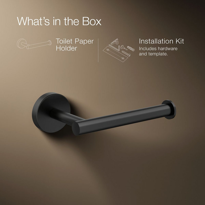 Elate Toilet Paper Holder, Minimalist Wall-Mount Bathroom Toilet Paper Holder, Matte Black