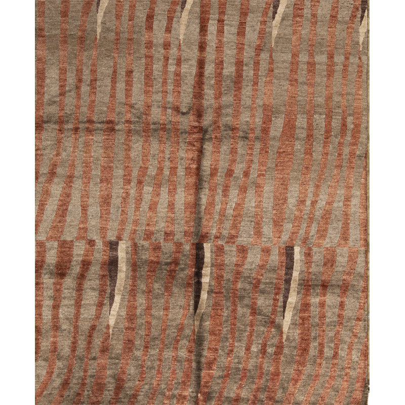 Windsom Striped Area Rug in Black/Rust/Gray
