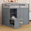 Lit mezzanine avec garde-robe, bureau et tablettes-916915661