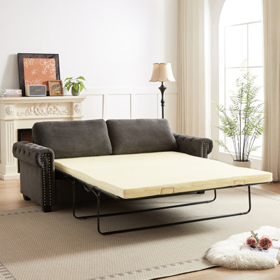 Lit convertible convertible de 83,8 po, 21 pour les petits salons. Gris avec matelas pliant, fabrication, canapé-lit Brilliant Comfort Fx, modèle. Housse en tissu, rembourrage en mousse confortable,