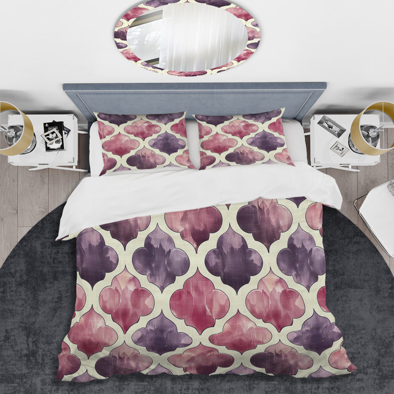 Mauve Quatrefoil Glam I - Ensemble de housse de couette transitionnel, Housse de couette très grand et 2 très grandes t