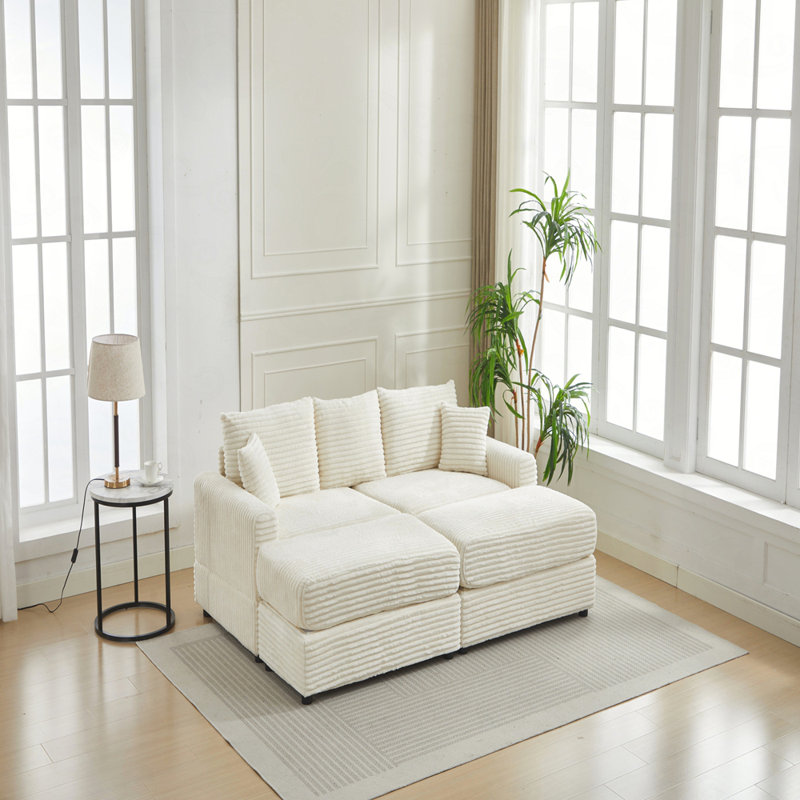 Canapé modulaire moderne, housses de coussin en velours côtelé 2 pièces, housses de canapé souples et extensibles avec coussins 2 pièces