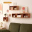 Tablette murale multi-grilles en bois de cerisier