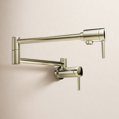 Modern Polished Nickel Pot Filler Kitchen Faucet, Wall Mount Kitchen Faucet, Polished Nickel