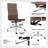 High Back Genuine Leather Armless Conference Room Chair with Aluminum Frame and Wheels, Swivel Armless Desk Chair, Top Grain Leather Office Chair-1599099484