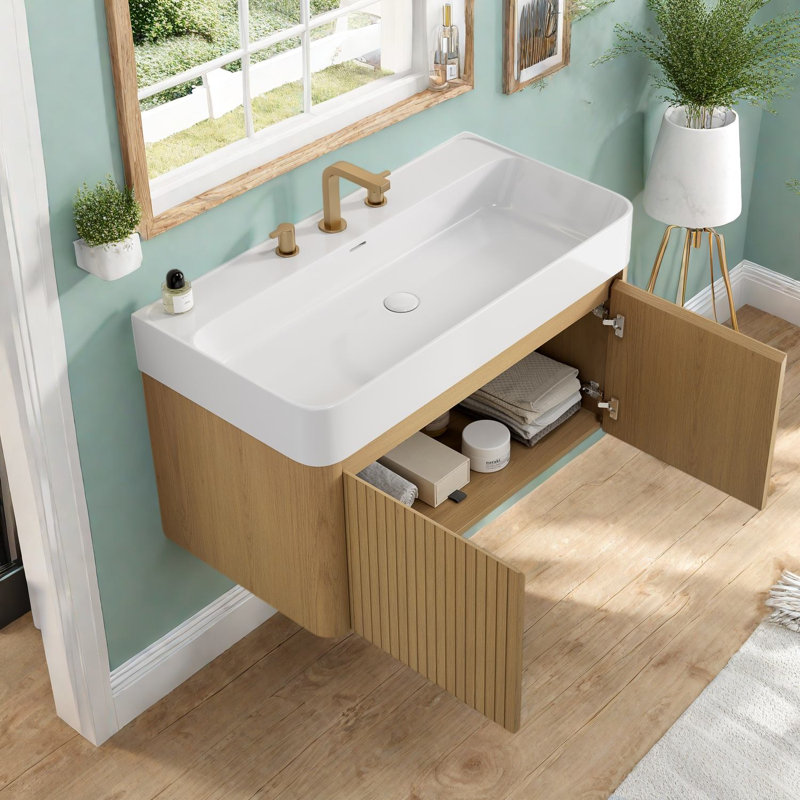 Wall Mounted Single Double With Solid Surface Top, 35.43