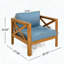 Fauteuil club d'extérieur en bois d'acacia avec coussin (ensemble de 4) - Finition teck, bleu-7951609