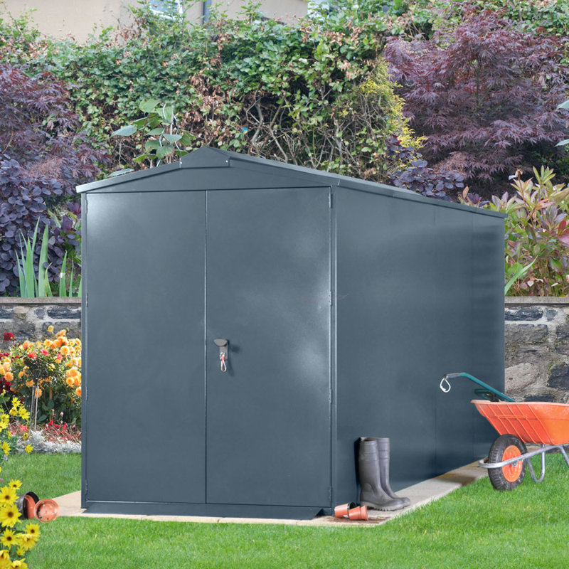 Centurion 5 ft. W x 15 ft. D Apex Metal Shed, Ivory
