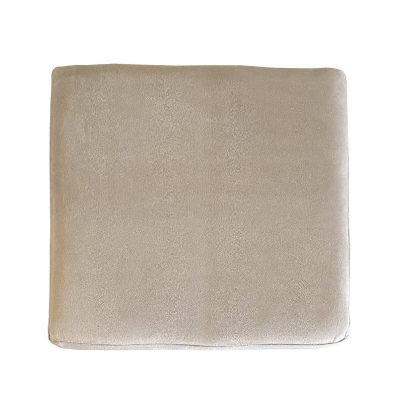 Alanieta Square Velvet Ottoman, Beige Velvet
