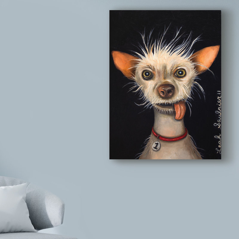 « insupportable dog », reproduction de peinture à l’acrylique sur toile tendue, H 19 po x l 14 po x P 2 po