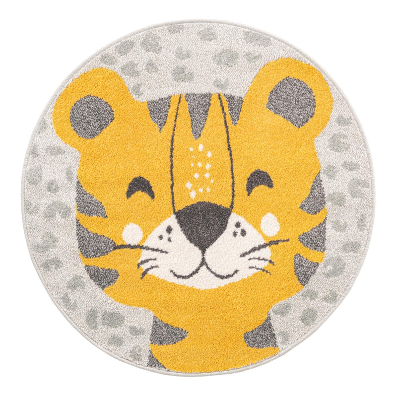 Round Animal Print Polypropylene Plastic Rug, Round 3'3"