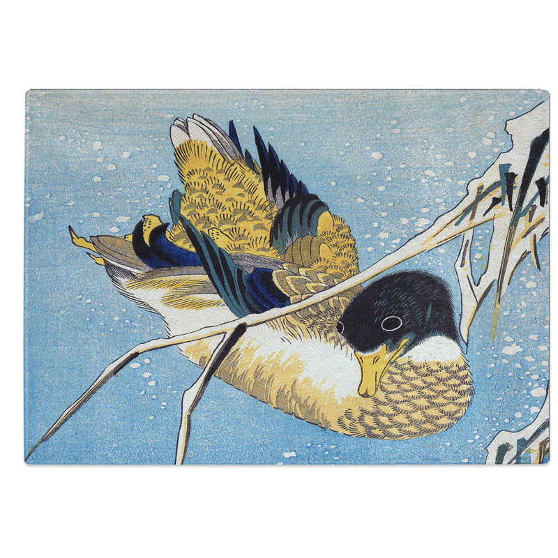 Glass Mallard Duck by Utagawa Hiroshige Chopping Board, 39 cm W x 28.5 cm L