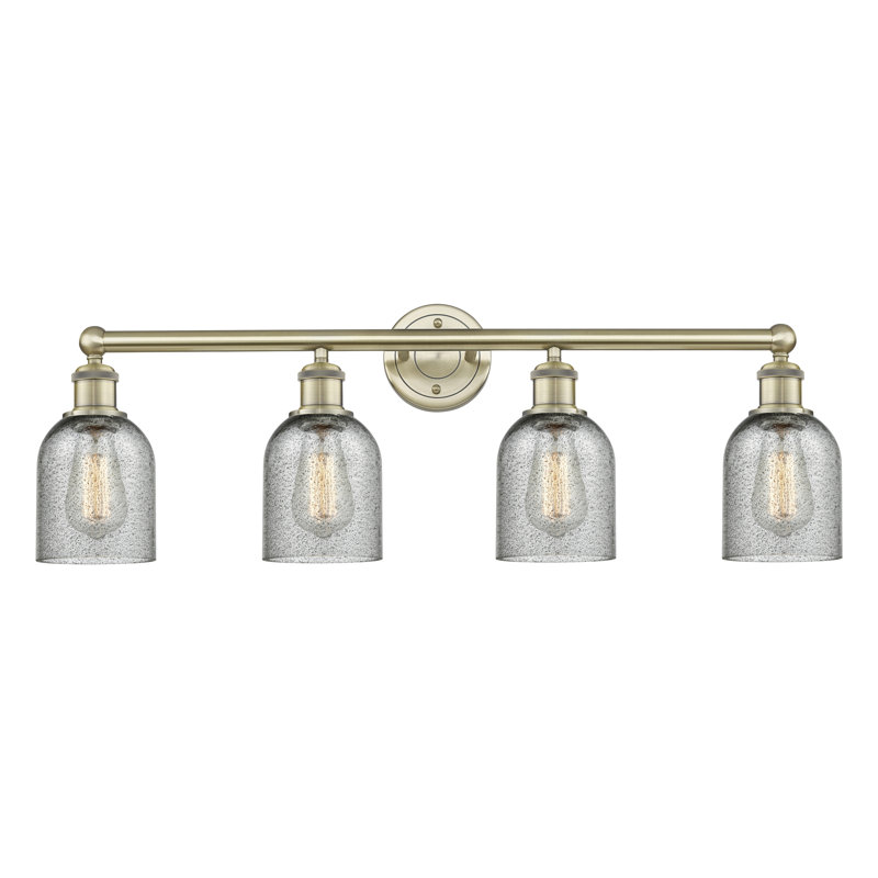 Éclairage pour meuble-lavabo 4 lumières 32 pouces Reiko, Gris anthracite, Laiton antique