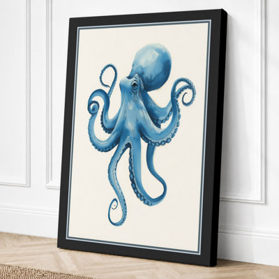 Blue Octopus Modern - Wrapped Canvas