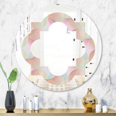 Quatrefoil Abstract Design Retro Pattern VII Modern & Contemporary Frameless Wall Mirror