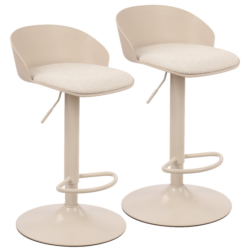 Tabouret réglable contemporain en métal et en tissu, ensemble de 2, Tabouret réglable Air-Lift, ensemble de 2 - Beige