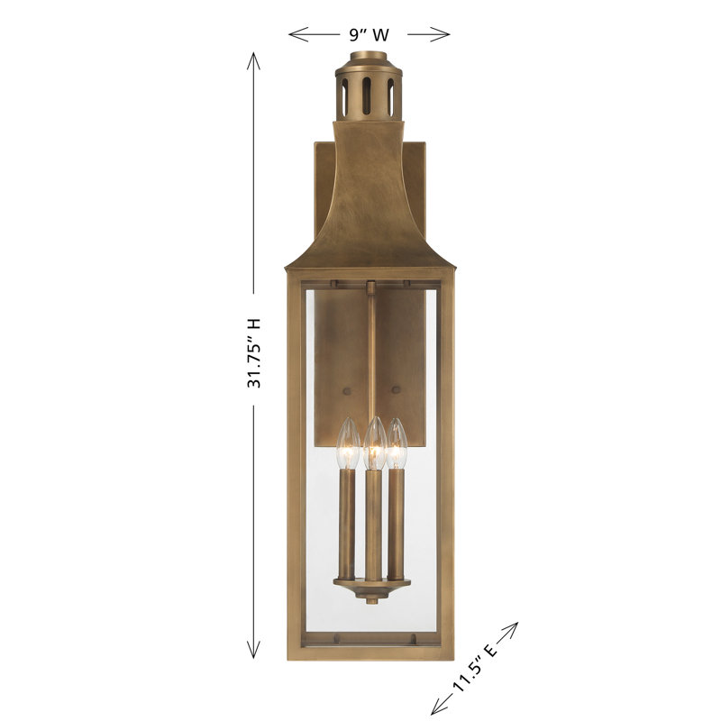 Lanterne murale d'extérieur 3 lumières Lancaster, 31.75"H x 9"W x 11.5"L, 3