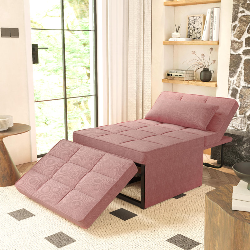Canapé-lit rembourré 71 po Chaliyah, Chenille rose