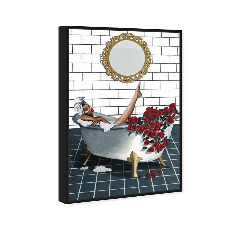 «Bathtime Lounge II», reproduction sur toile, H 30 po x l 20 po, Cadre noir