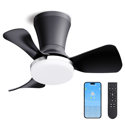 Ceiling Fan with Light, Modern Flush Mount Low Profile with Remote Control, Reversible, 3CCT Dimmable, Quiet,LED for Bedroom, Living Room, Indoor/Outdoor Patio Use 22 Inch Silver & Black