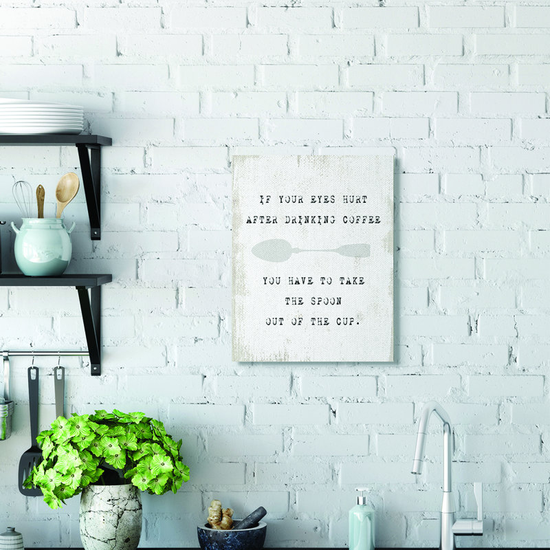 «Coffee Spoon Funny Kitchen Family Home Word Design», art textuel, H 30 po x l 24 po, Toile tendue