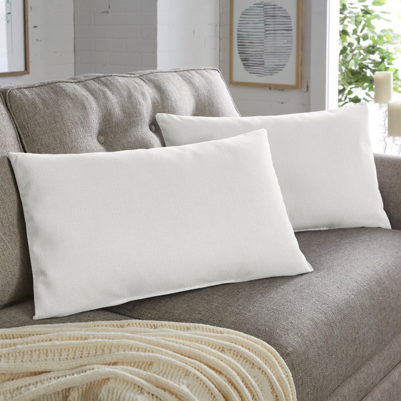  Housse de coussin rectangulaire en polyester, 16 po x 26 po, Ivoire