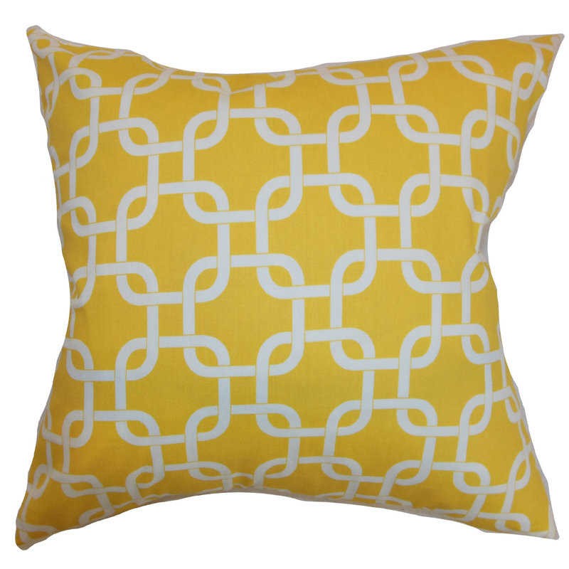 Coussin 100 % coton, Jaune maïs, 20 po x 20 po, Polyester / bourre de polyester