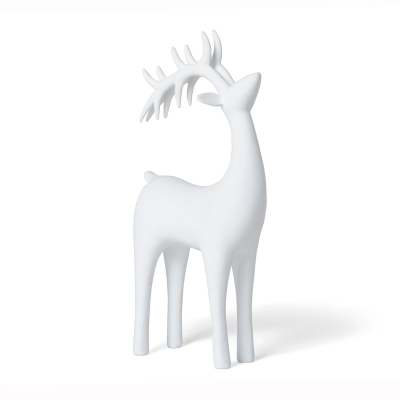 Nordic Red Deer, 11.75" H x 6.5" W x 3" D , Matte White