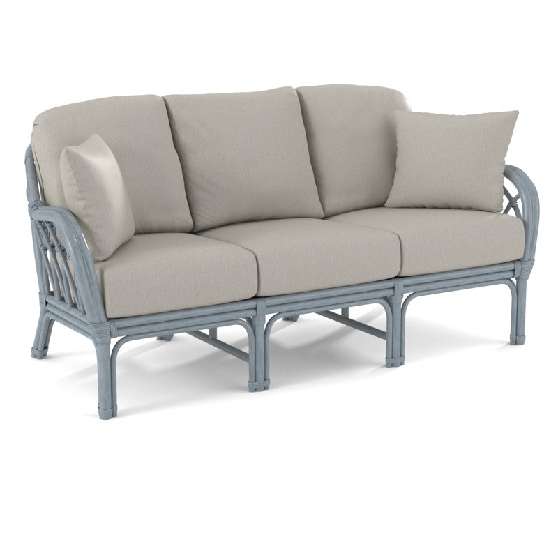 Edgewater Sofa, White Performance Fabric; 0851-94, Sea Glass