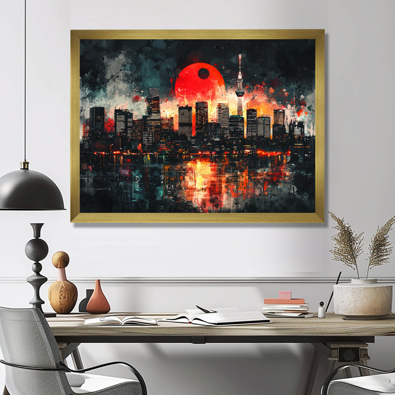 Jabrill - Landscapes Large Wall Art, 30" H x 40" W, Avec cadre, Gold