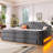 Full Size Upholstered Daybed with LED Lighting, Trundle and Three Storage Drawers, Modern Gray Bed-345676712