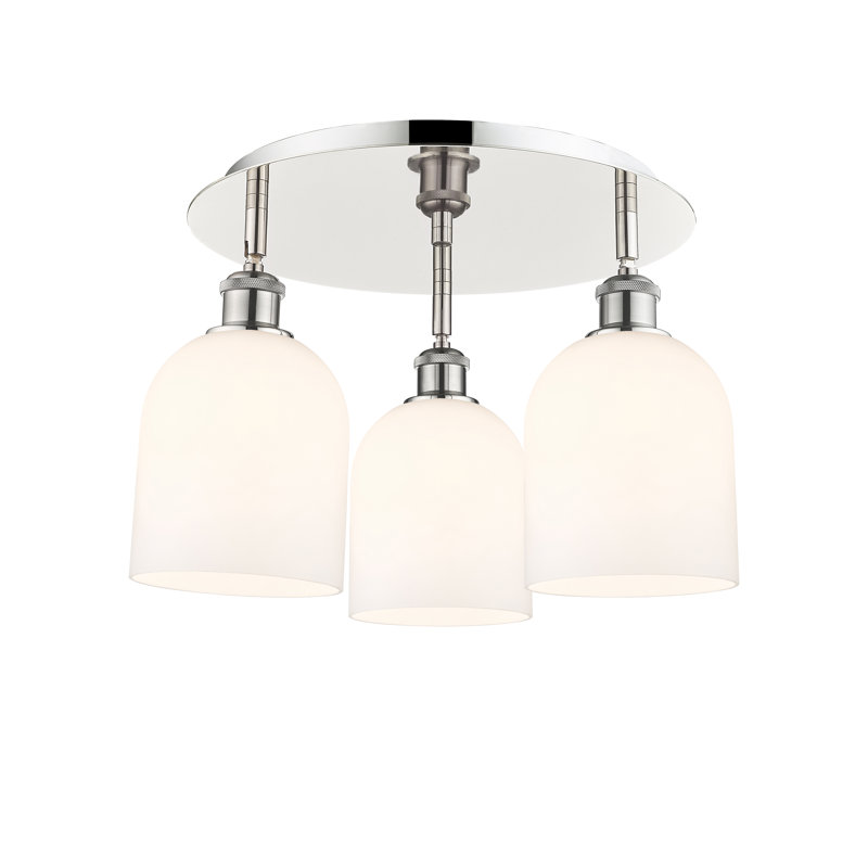 Odaniel Glass Semi Flush Mount, Polished Nickel, Gloss White