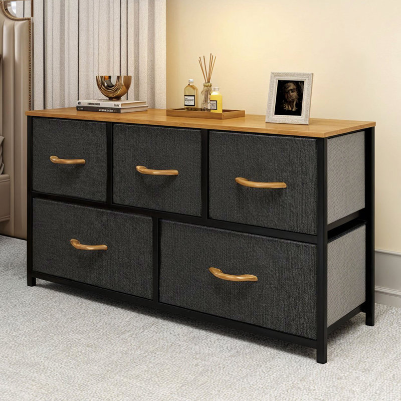 5 Drawer 100Cm W chest of drawers, Dark Grey