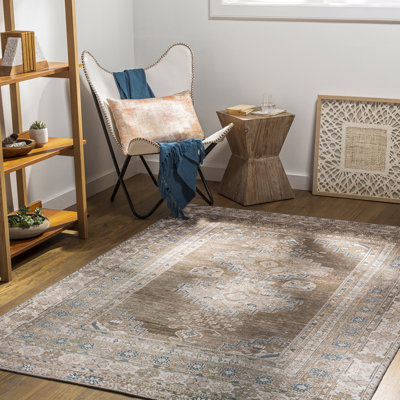 Amneris Machine Washable Traditionnal Boho Brown Runner Rug
