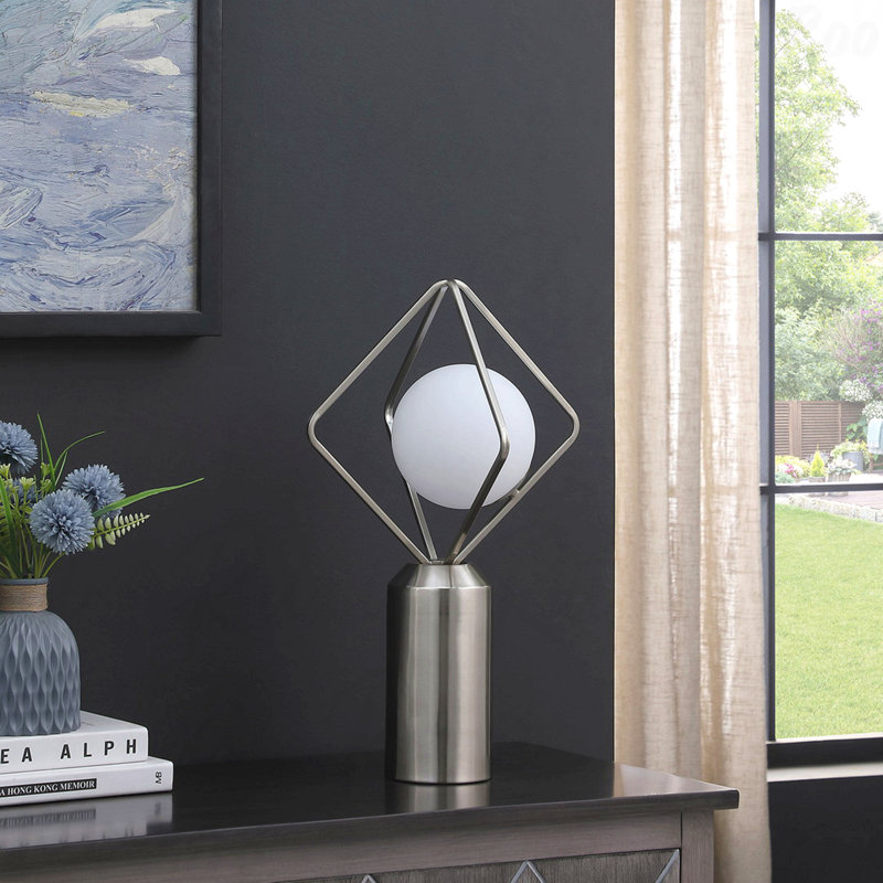 Table Lamp - Silver Finish, Metal Frame