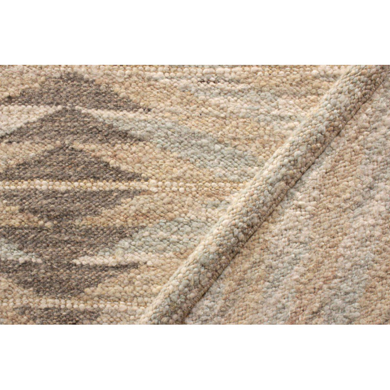 Scandinavian Handmade Kilim Wool Geometric Area Rug, Rectangle 12' x 15'