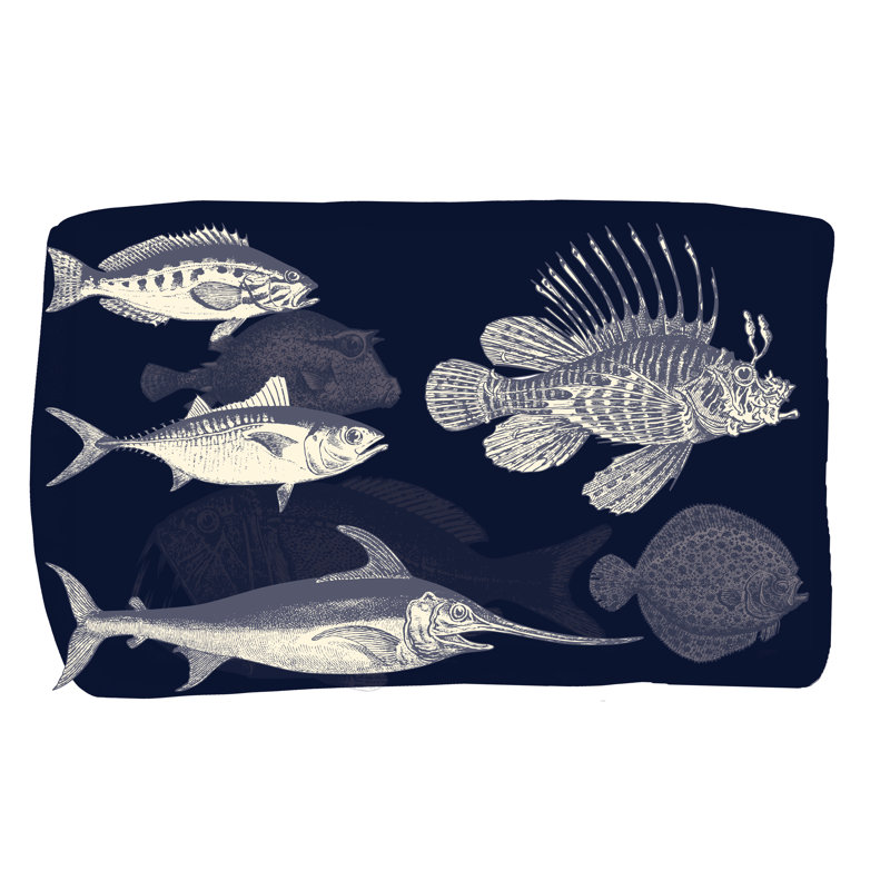" Fish On Dark Blue ", 20" H x 30" W