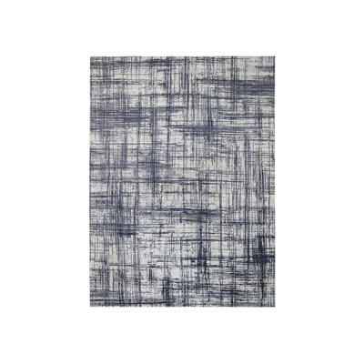 Tapis oriental rectangulaire en laine et soie noir tissé à la main 10 pi 0 po x 13 pi 9 po - MOA10264595